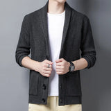 Brand Men's Cardigan Sweater Solid Color Comfortable Warm Men Fashion Wool Blend Sweater Male Wild Slim