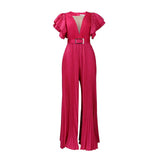 With Belt Large Size Women's New Mesh Perspective Sexy Folded Broad Leg Waist
