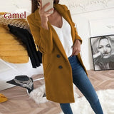 Turn-Down Collar Coats Autumn Winter Fashion Long Sleeve Pocket Vintage Jackets Slim Button Solid Casual Outwear