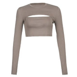 Sexy Hollow Knit Top Sweater Women Party Navel Slim Ribbed Summer Lady Shirts Solid Color Skinny Casual