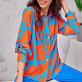 Breasted Long Sleeve Blouse Temperament Turn Down Collar Loose Shirt Spring Flower Print Tops Elegant Blusas Mujer