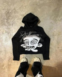 autumn and winter men fun pattern printed casual hoodie Harajuku Gothic style couple trendy sweatshirt streetwear 703-0-Outfit