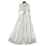 Wear Women's Dress 2025 New Retro Elegant Single-Drace Buckle Waist-Repair Temperament Lace