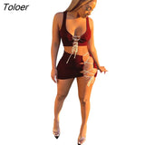 Lace Up Women'S Set Outfits Summer New Solid Two Piece Set Sleeveless Tank Top And Mini Skirt Set Tracksuit Club
