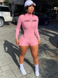 Streetwear Bodycon Rompers Women Jumpsuits Zipper Long Sleeve Rompers Playsuits One Piece Outfit Black Jumpsuit Women