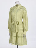 French Retro Court Dress 2025 Summer New Collar Embroidery Hollow Design Long-Sleeved Temperament