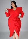 Plus Size V-Neck Wrap Hem Irregular Party