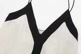 New V-Collar Color Medium-Long Suspender Dress 06615607712-Outfit