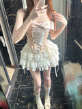 And Spicy Wind Pure Desire Bow Tie To Put On The New Summer Style High-Waisted Thin Fluffy Cake Half-Body Skirt Suit Girl-Outfit