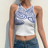 Tiger Printed Tees Vest Crop Top Women Letter Animal Print Crop Top Sleeveless Tank Tops Casual Skinny Female