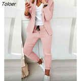 Piece Sets Womens Elegant Blazer Coat Long Pants Suit Autumn Winter Casual Fashion Office Lady Outfits Chic Daily