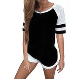 Women's Short-Sleeved Splicing 2025 Summer Hot Women's Top New Short-Sleeved Round Collar Multi-Color