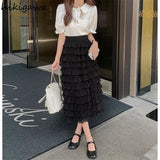 Skirts Womens Korean Fashion Clothing High Waist Slim Fit Sweet Temperament Jupe Korean Long Skirt 2023 Faldas De