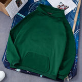 Hoodies Solid Color Hooded Tops Women Men O Neck Sweatshirt Long-sleeved Winter Plus Velvet Thickening Coat
