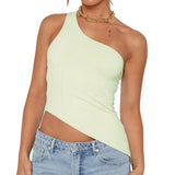 Women's Tops Streetwear Clothing Summer Crop Tube Tops y2k T-shirt Vintage Irregular One Shoulder Camisole Clothes for Women-Outfit