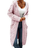 Casuald Cardigan Women Long Sleeve Hooded Sweater Casual Winter Warm Cable Knit Jumper Female Casual Loose Knitted