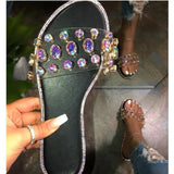 Slippers Women Summer Sandals Fashion Bling Candy Color Flip Flops Beach Diamond Flat Slippers Outdoor Slide