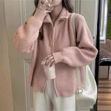 Collar Pit Strip Double-Head Zipper Knitted Cardigan Tide Autumn And Winter New Style Soft Waxy Cover Meat Shows Thin Hair-Outfit