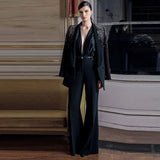 New Star Fashion Heavy Industry Nails And Studded Suit Jacket Trousers Set Two-Piece