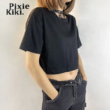 Black Lace Butterfly Hollow Out See Through Crop Top Women Y2k Clothes Summer Fairycore Grunge T Shirts