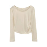 Basic T-Shirt With Bottomed T-Shirt Under Long Shoulder Sleeves New Style Thin Blouse In Spring And Autumn 2024-Outfit