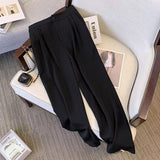 Toloer Wide Leg Pants Women's Pants Spring And Autumn 2024 New High Waist Hanging Feeling Straight Tube Advanced Sense Show Thin Pink Pants Summer-Outfit