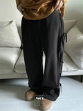 Sweatpants Women 2023 New Bottoms Fashion Casual Joggers Korean Y2k Wide Leg Pants Bandage Trousers Pantalon Femme-Outfit