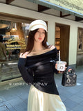 Xixi 2025 Autumn New Temperament Collar Wool Bottom Shirt Long-Sleeved Knitted Shirt Women's Top