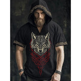 Men's Short-Sleeved Loose Casual Hoodie 3D National Style Digital Printing Short