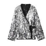 New Women's Shirt Fashion Solid Color Beads And Uniform V-Neck