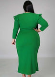 Plus Size V-Neck Wrap Hem Irregular Party