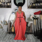 V Neck Straps With Pockets Loose Maxi
