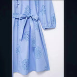 Spring Glue Embroidery Decorative Long-Sleeved Poplin Dress 2492058-Outfit