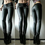 Pants Women Faux Leather Slim Fit Pant Spring Autumn Streetwear Middle Waist Motorcycle Long Legging Skinny Pants Trousers