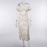 Printing Summer 2024 Broken Flower Skirt With Chest Fork Slimming To Show Lean Princess Skirt-Outfit