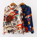 Women's Blouses ladies shirts horse printing Tops Spring Autumn long sleeve Casual shirts Blusas