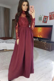 Winter Sequins Applique Long Sleeve Split Eveing