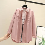 Blouses Shirts Tunic Womens Tops And Blouses 2020 Womenswear Long Sleeve Clothing Button Up Down White Double Pockets