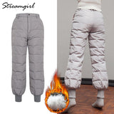 Women Thick Down Pants Female Black High Waist Warm Women Winter Down Feather Pants Casual Pant Women 2018