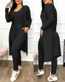 Autumn And Winter Fashion Long Jumpsuit Long Cardigan Leisure Suit Long-Sleeved Spot-Outfit