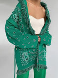 Print Boho Fringe Jacket with