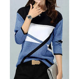Loose Color Printed Round Neck Long Sleeve