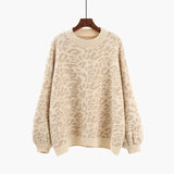 Autumn Winter New Long Sleeve Turtleneck Leopard Print Blouse Korean StyleTop Pullover Pulls Thick Knitted Women