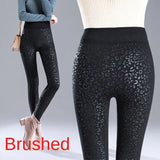 Autumn Winter Printed Women's Legging Wear High Waist Elastic Black Gym Fitness Push Up Pants Velvet Cotton Clothes