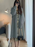 Woman Winter 2022 Solid Color Long Knitting Cardigan Sweater Coat Women Clothing Oversized Cardigan Tops Thick