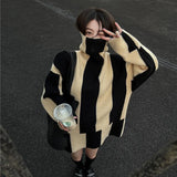2022 New Spring Women Pullovers Sweaters Korean Chic Elegant Striped Oversize Jumpers Preppy Style Sweet Sueter