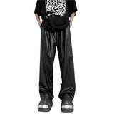 Leather Trousers For Men In Spring And Autumn Harajuku Harajuku Style Loose And Simple Trend Ins100 Mop Floor Wide Legs Long Trousers-Outfit