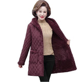 Jacket Plus Velvet Padded Coat Middle-aged Women Stand-up Collar Plus Size Wadded Jackets Thick Warm Long Outwear