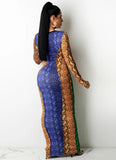 Print Cut Out Sexy Snake Skin Long Bodycon