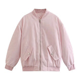 And Winter New Pure Color Loose Leisure Zipper Flight Jacket Cotton-Padded Jacket-Outfit